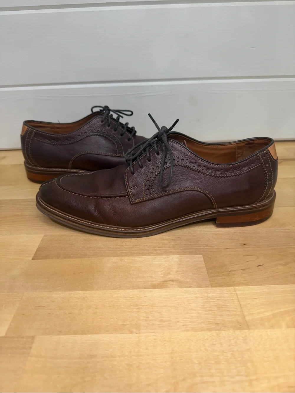 Johnston & Murphy Dark Brown Leather Split-Toe Derby Oxfords Men’s Size 9D